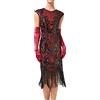Generic Abito da donna anni 20 Gatsby 1920 Verde Oro Abito con frange da donna Abito da ballo Flapper Dress corto Charleston Costume Carnevale Abito con paillettes e frange Carnevale, Colore: rosso, S