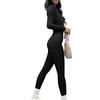 ORANDESIGNE A Nero Donna Tuta Aderente con Maniche Lunghe Pantaloni Siamesi con Scollato Basso Tutina Sportivo Intero Tinta Unita M