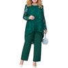 shownicer Completo Donna Elegante Tailleur in Chiffon 2 Pezzi Set Completi di Pantaloni da Cerimonia Due Pezzi Set Taglia Grande Abbigliamento per Business e Matrimoni A Verde XXL