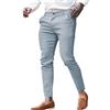 Oanviso Pantaloni Uomo Chino Slim Fit Elasticizzati Estivi Leggeri Eleganti Casual Classici Pantalone Skinny Pantaloni da Ufficio Caviglia Stretta con Tasche Grigio Chiaro XXL