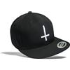 Baddery cap: Croce di San Pietro - Flexfit Classic Snapback Basecap con Ricamo - Crocifisso Gesù Cristo Jesus Dio Pontefice Papa - Berretto Cappello Regalo Uomini Donne - Urban Streetwear (Nero Bianco)