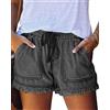 HVEPUO Pantaloncini Donna Jeans Estivi Larghi Cotone Shorts Casual Pantaloni Corti