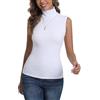 Enjoyoself Maglione Smanicato in Cotone Collo Alto Pullover Senza Maniche Maglia Collo Alto per Autunno Inverno, Capo Sottomaglione-Bianco/XXL