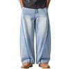 Generisch Baggy Jeans da ragazzo taglie forti, pantaloni da jogging dritti in jeans con elastico in vita e tasche, vestibilità larga, oversize, pantaloni cargo slavati, per il tempo libero