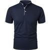 Generic Polo da uomo con colletto alla coreana, a maniche corte, tinta unita, casual, con finiture a contrasto, Marina Militare, 3XL