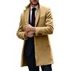 Generic Trench invernale da uomo color cammello, giacca doppiopetto da uomo, elegante cappotto lungo, design formale classico, cappotto invernale da uomo, materiale misto lana resistente, cachi, M