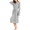NLAND Vestaglia Kimono Lungo Donna Morbida e Confortevole Scollo a V Vestaglie da Notte Eleganti con Cintura e Tasche per Sonno Relax Casa