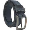 No Limits Cintura Uomo in Vera Pelle Scamosciata Con Logo Borchiato, Alta 3,5 cm, Fibbia Nickel Free, Accorciabile, Con Scatola, Blu