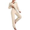 shownicer Pigiama Donna Pigiami Due Pezzi Maniche Lunghe Top e Pantalone Lungo Pigiama Due Pezzi Leggero Pigiami da Notte Sleepwear Casual da Casa A Beige M