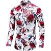 Oanviso Camicia a Maniche Lunghe da Uomo 3D Floreali Stampato Camicia Classico Scollo a Risvolto Camicia Casual Shirt Confortevole Eleganti Bluse Floreale Pattern Tops Beach Hawaiian Shirt A01 S