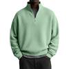 generic Maglione da uomo con zip a tre quarti, in maglia leggera, a maniche lunghe, con collo a polo, a girocollo, casual, con zip, in maglia, top, Verde chiaro, 3XL