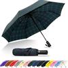 SoulRain Ombrello da viaggio, antivento e compatto per la pioggia, perfetto ombrello pieghevole per auto, ombrello da golf e compagno di viaggio (Plaid Blue)