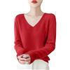 HOOUDO Maglione Lana Donna con Scollo a V 2025 Casual Maglione Cashmere Donna Maglia Cashmere Elegante Maglioni Invernali Classica Maglioncino Lana