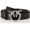 Pinko Love Berry Simply H3 Belt Vite, Cintura Donna, Z99o_nero-old Silver, L