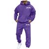 Generico Tuta Felpata da Uomo Felpa con Cappuccio da Uomo Stampa di Lettere Leggera Giacca Sportiva Felpe Loungewear Jogging Pullover Oversize (Dark Purple, L)