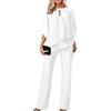 shownicer Completo Donna 2 Pezzi Set Vita Alta Pantalone e Tulle Camicia Elegante Completino Suit Due Pezzi Set Abbigliamento da Cerimonia Estivo Tuta per Ufficio Business OL A Bianco XL