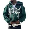 ORANDESIGNE Felpa con Cappuccio con Stampa Stelle con Zip da Uomo Manica Lunga Hip Hop Pullover per Coppie Giacche Casual Felpa Gotico Harajuku Streetwear E Verde XS