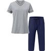 MoFiz Pigiama Donna Estivo Cotone Leggero Comodo Pigiami Due Pezzi da Donna Corti Collo a V Maniche Corte con Pigiama Pinocchietto con Tasche