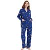 Amaxer Pigiama Donna Caldo in Flanella 2 Pezzi Loungewear Set 100% Cotone Autunno e Inverno Set Pigiama Manica Lunga