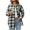 seiveini Camicia Donna a Quadri Eleganti Camicie di Flanella Maniche Lunghe Boyfriend Camicetta Scozzese Classica per Autunno Inverno A Verde L