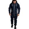 shownicer Tuta Jumpsuit Uomo Pigiama con Cappuccio Tuta Intera One Piece Pigiama Overall Uno Zip Tinta Unita Casual Confortevole Pigiami da Casa A Blu Scuro XXL