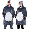 dressfan Felpa con cappuccio unisex con squalo in microfibra e sherpa Halloween Cosplay Costume coperta portatile cappuccio addensare caldo, taglia unica, grigio