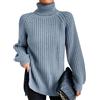 Peuignao Maglione Dolcevita Donna Pullover Maglione Collo Alto Oversize Donna Manica Lunga Maglioni Invernali Larghi Jumper Donna Women Sweater Largo Trecce Caldo Pesante Spesso Tricot da Donna Azzurro M