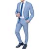 Evoga Abito Completo Uomo Sartoriale Smoking Vestito Elegante Cerimonia (56, Celeste Chiaro)