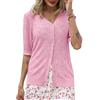 Lovasy Cardigan con Bottoni Donna a Maniche Corte Giacca in Maglia Elegante Curvy Golfino con Scollo a V Aperto Davanti Pullover Leggero ed Traspirante,A-Rosa,L