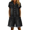Generico Salopette Jeans Donna Estiva Corta Lunga Vintage - Tuta Jumpsuit Denim Elegante Larghi Leggeri Casual Curvy per Sera Lavoro Mare Ciclismo