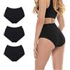 FOCENZA Slip Donna Vita Alta con Pizzo, Microfibra | 3 Pezzi | Vari Colori
