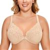 DELIMIRA Reggiseno Aperto Davanti Racerback | Taglie Forti, Pizzo, Senza Imbottitura, con Ferretto, per Donna