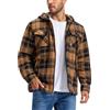 MoFiz Uomo Camicia di Flanella a Quadri Giacca di Cotone Invernale Foderata Camicia da Boscaiolo Manica lunga con Cappuccio e Cinque Tasche Natale Marrone Nero EU L