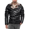 Oanviso Giubbotto Imbottita Pelle da Uomo Giacca Moto Con Zip Giacca Antivento Invernale Outdoor Giacche di Pelle PU Biker Giubbotto Slim Fit Aviatore Giacca Sherpa
