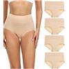 wirarpa Mutande Donna Culotte Vita Alta Slip Cotone Mutantina Elastiche Pantaloncini Post Parto Pacco da 4 Beige Taglia 38 40