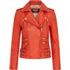 Infinity Leather Giacca da Motociclista da Donna in Pelle Nappa 100% Arancia Retrò