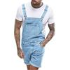 Oanviso Salopette Corta in Denim da Uomo Tinta Unita/Foro Strappato Jumpsuit con Cinturino Regolabile Multi-Tasche Casual Jeans Comodo Salopette Classico Vintage Abiti da Lavoro B Blu Chiaro 3XL