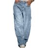 nicticsi Pantaloni da Donna con Brillanti a Gamba Larga alla Moda Y2K Jeans con Tasche Casual Baggy Pantalone Paillettes Dritto Pants in Denim Vintage