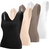 Toulite 4 Canotte Termiche da Donna, Biancheria Intima Senza Maniche, Canottiera in Cotone Caldo, Nero, Bianco, Color Carne, caffè, M