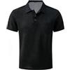 Lovraj Breeze - Polo da uomo a maniche corte, traspirante, testurizzata, comfort fit, estiva, con tasca sul petto, taglio dritto, da golf, per tutti i giorni, ufficio e attività all'aperto, Nero , XL
