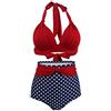 Bslingerie® Donne Halter Retro Vita Alta Bikini Costume da Bagno 2 Pz Set