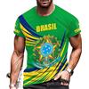 Generic Nome Personalizzato, Brasile, Brasil, Bandiera Brasiliana Maglietta T-Shirt Magliette Basic Manica Corta Tee T-Shirt Girocollo Maglietta Uomo per Palestra Sport Bodybuilding 3XL