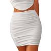MANJIAMEI Gonna a matita arricciata da donna a vita alta, gonna corta aderente elastica gonna da ufficio sexy tinta unita slim casual gonna corta Y2K per scatola & festa, bianco, L