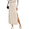seiveini Gonna Donna Lunga in Tulle Elegante a Vita Elastica Maxi Gonne con Spacco Chic Elegant Primavera Estiva A Beige S