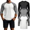 Geyoga Confezione da 3 Magliette da Uomo A Manica 3/4, Girocollo, Stile Baseball, Traspiranti E Sportive