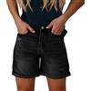 shownicer Pantaloncini Donna Jeans Shorts Vita Alta Pantaloncini in Jean Bermuda Shorts Casual Baggy Estivi Corti Jeans Denim Short con Tasche B Nero S