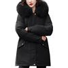 shownicer Cappotto Giubbotto Donna Invernale Piumino Cappotti Imbottita Caldo Parka Felpa con Cappuccio in Pelliccia Giacche Trapuntato Giaccone Outdoor Coat A Nero M