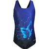 Aquarti Costume Piscina Bambina - Costume Intero Bambina con Muscleback, Resistente al Cloro, EP1281 Farfalla Blu/Nera, 146