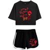 LKY STAR Hazbin Hotel T-Shirt e Corti Sets Anime Angel Dust/Charlie/Lucifer Cosplay Tops e Pantalone 2pcs per Donna Ragazze