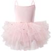 AIEOE Bambina Vestito di Ballo Tutu Leotard Abito Tulle Ruffle Manica (Cavallo con Bottone) 4-6 Anni Rosa A02